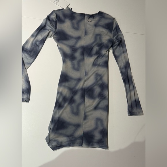 Zara Printed Tulle Long Sleeve Bodycon Dress Size L - Picture 8 of 10